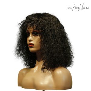 center wig machine made black wig remy hair tc047