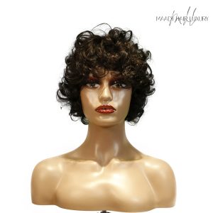 center wig machine made black wig remy hair tc002