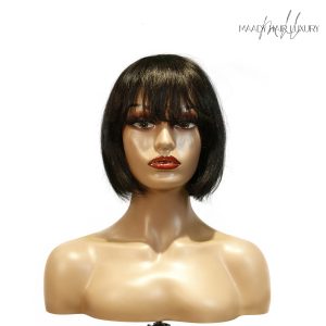 center wig machine made black wig remy hair tc027