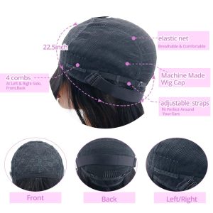 center wig machine made black wig remy hair tc16