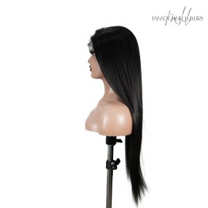 center wig natural black remy hair 6x7 lace closure straight human hair wig