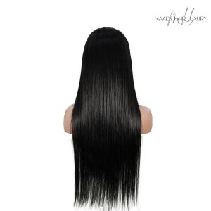 center wig natural black remy hair 6x7 lace closure straight human hair wig