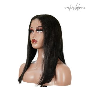 center wig natural black asian raw hair 2x6 hd lace closure straight bob human hair wig