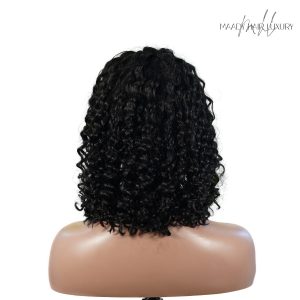 center wig natural black remy hair 5x5 lace closure deep wave 12 inch bob human hair wig