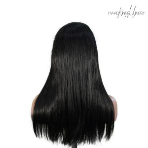 center wig natural black remy hair 5x5 lace closure straight human hair wig