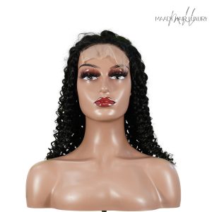 center wig natural black remy hair 5x5 lace closure jerry curly human hair wig