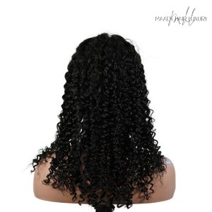 center wig natural black remy hair 5x5 lace closure jerry curly human hair wig