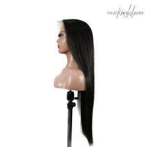 center wig natural black asian raw hair 13x6 hd lace front wig straight human hair wig