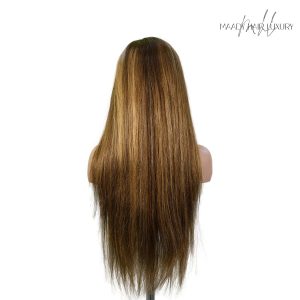 center wig 13x4 straight lace front wig m4&27 highlight remy hair 26 inch