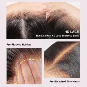 center wig natural black asian raw hair 13x6 hd lace front wig deep wave human hair wig