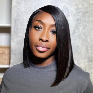 Home center wig natural black asian raw hair 5x5 hd lace closure straight bob human hair wig