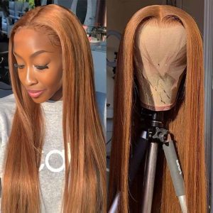 Home center wig 13x4 straight lace front wig 8&27 honey blonde highlight 26 inch remy hair