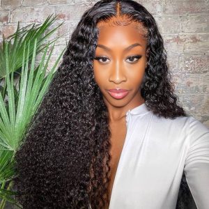 Home center wig 13x4 kinky curly lace front wig natural black remy hair