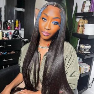 Home center wig 13x4 straight lace front wig natural black remy hair