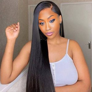 center wig 13x6 double drams straight lace front wig black remy hair