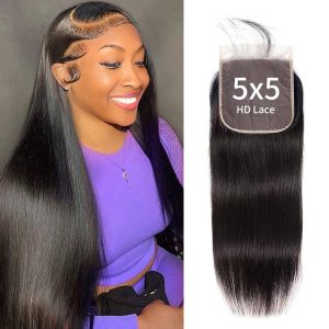 Home center wig remy hair 5x5 straight closure
